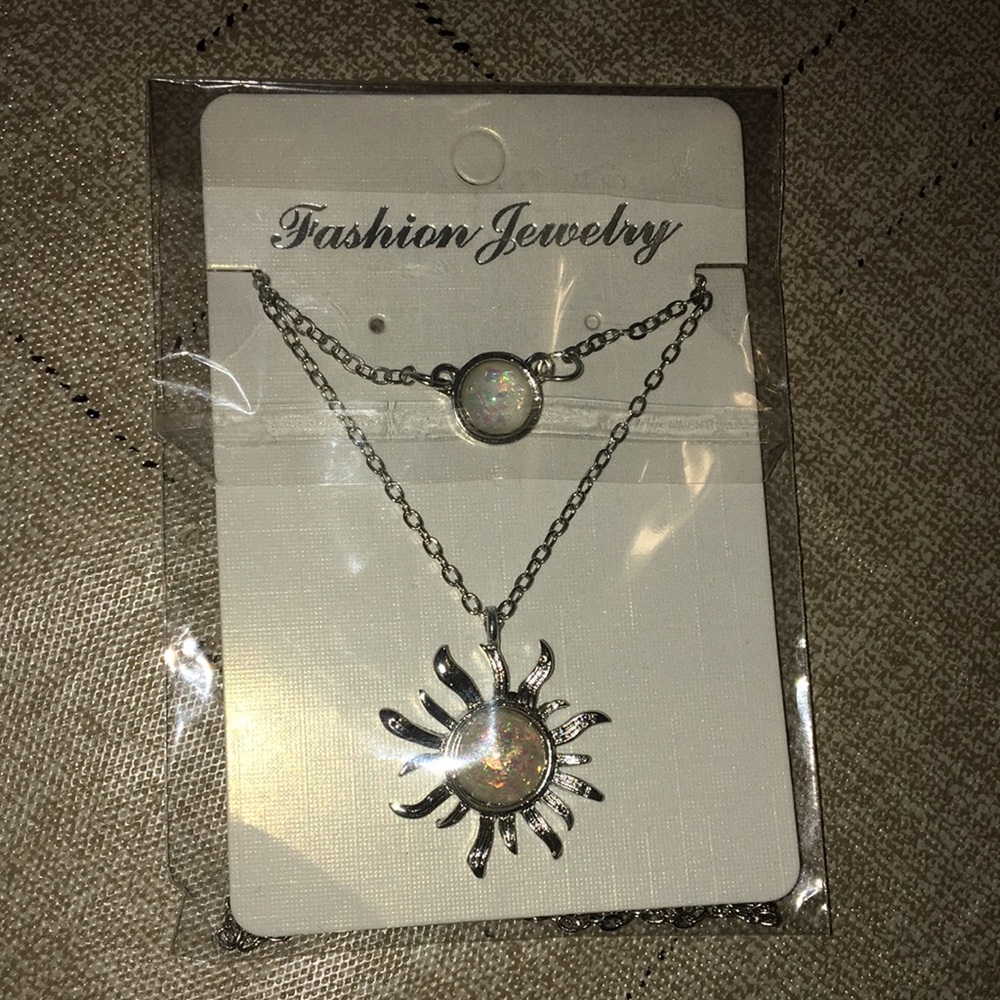 Fashion jewelry sun glitter layered necklace
